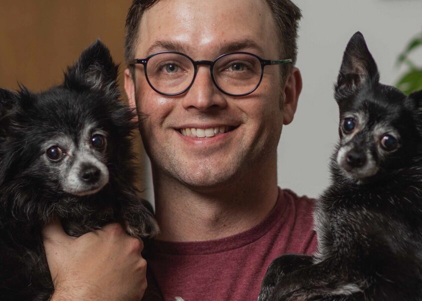 Singer Matt Hobbs with his two dogs